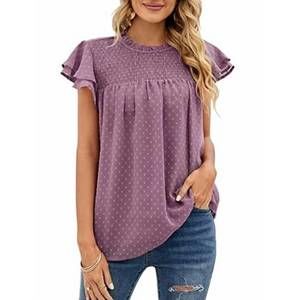 NEW PURPLE LAVA pom pom flowy short sleeve top in purple